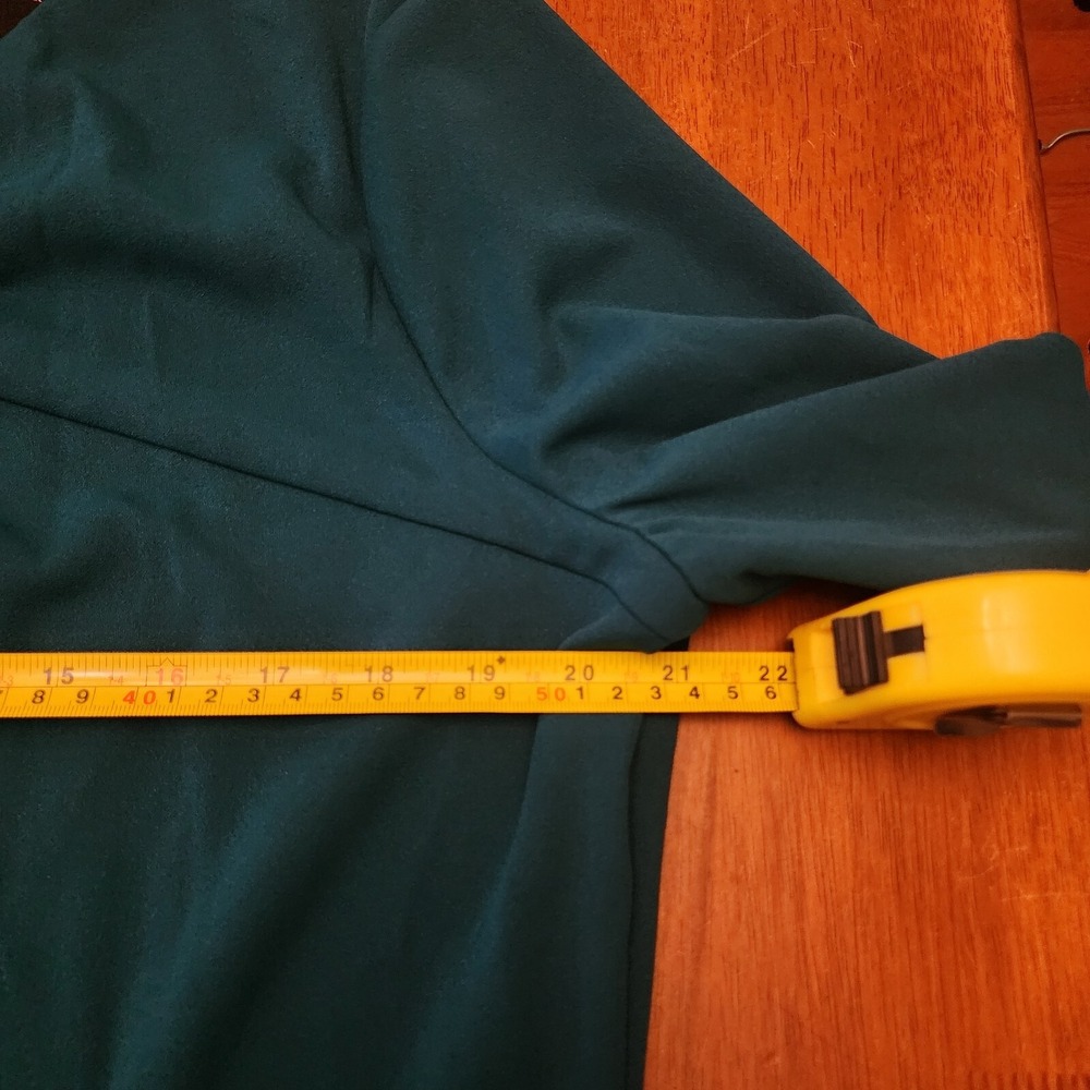 Donna Morgan Teal‎ Blue Keyhole Neck Long Sleeve Crepe Shift Dress Size 18 - Picture 7 of 8